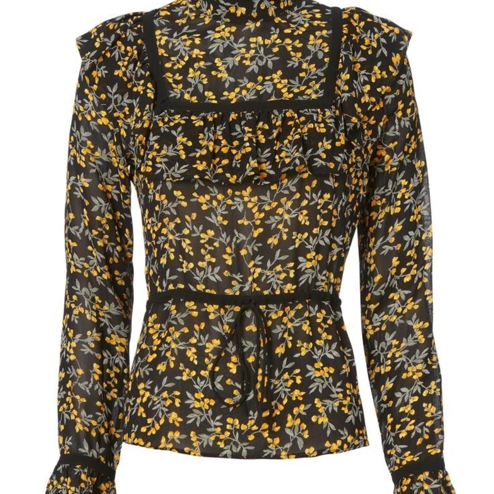 Ganni Marceau Georgette Floral Blouse, Size US2/IT34